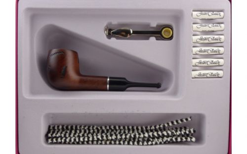 Pfeifen Geschenk-Set Jean-Claude - gerade Pfeife, braun rustiziert