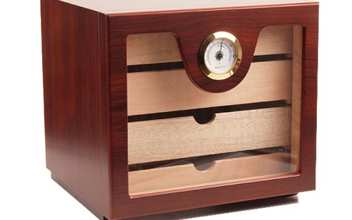 Humidorschrank - Mahagony-Farbe, Glastür, spanischer Zeder, für 80 Zigarren