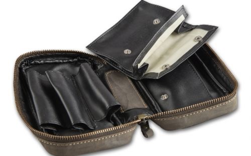 Pfeifentasche aus Leder für 3 Pfeifen - braun (17x9x4,5cm)