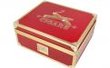Humidor für 40 Zigarren, Zigarrenkistehalter aus spanischem Zedernholz, mit Befeuchter, Hygrometer - rot, mit goldfarbenem Metallrahmen, Angelo