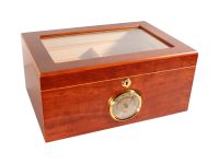 Humidor - braun, mit Glasdeckel, spanischer Zeder, für 80 Zigarren