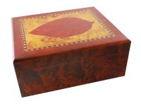 Humidor - Braun, Tabakblatt-dekor, spanischer Zeder, für 40 Zigarren